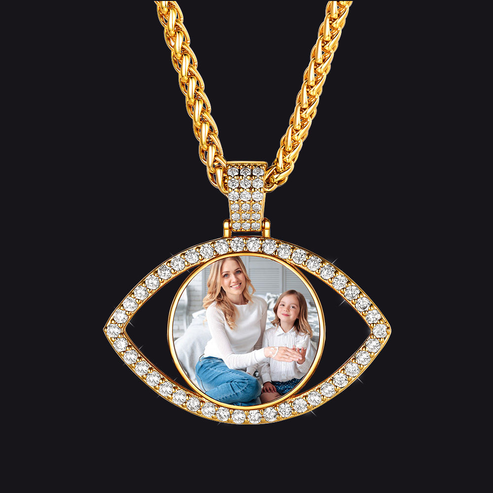 Personalized Cz Evil Eye Memorial Necklace With Picture for