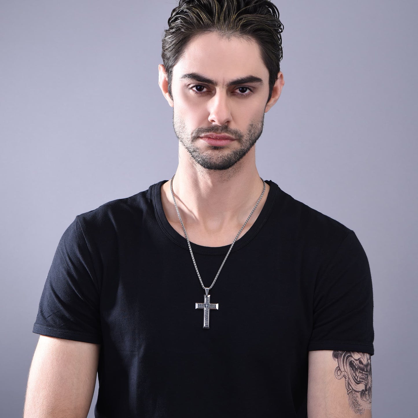 Christian Lord's Prayer Cross Necklace for