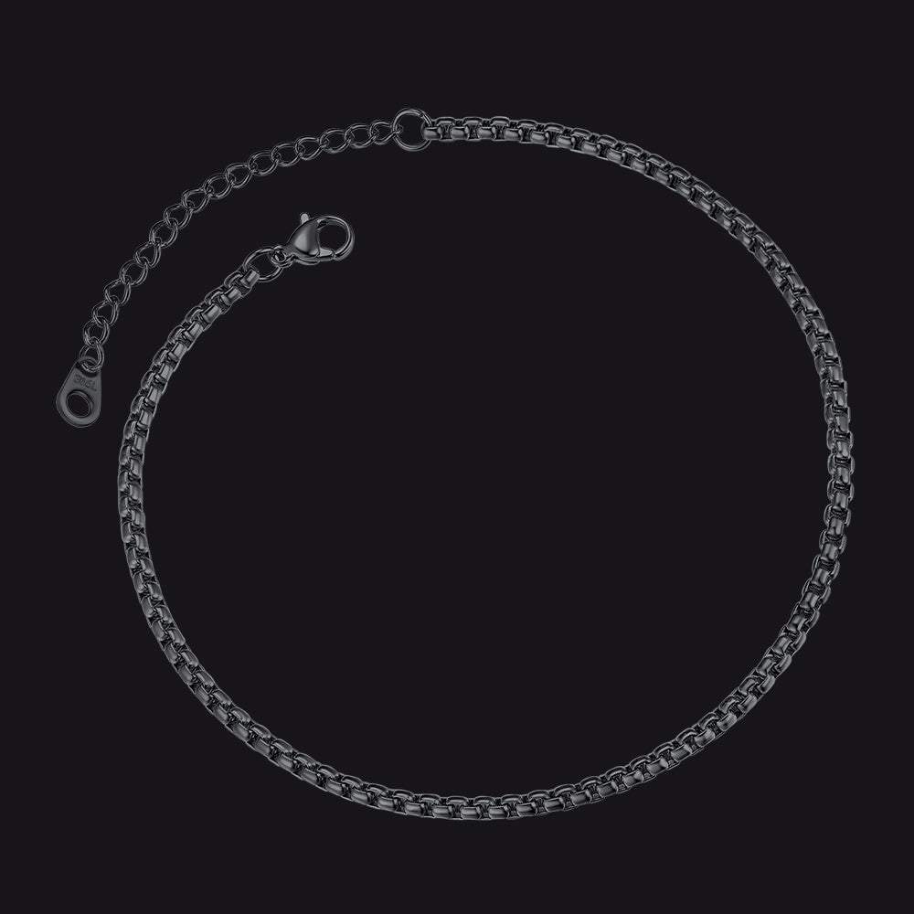 3mm Stainless Steel Box Chain Anklet for