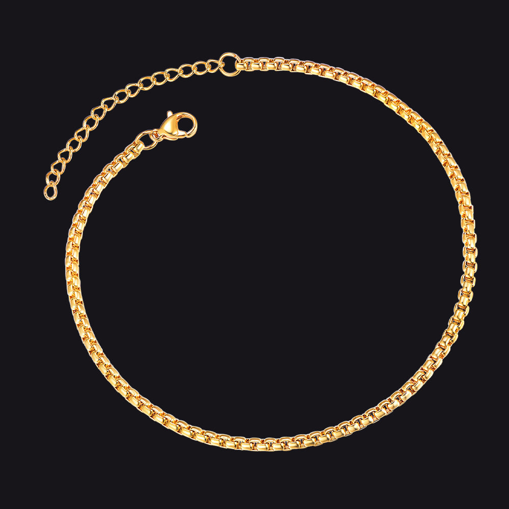 3mm Stainless Steel Box Chain Anklet for