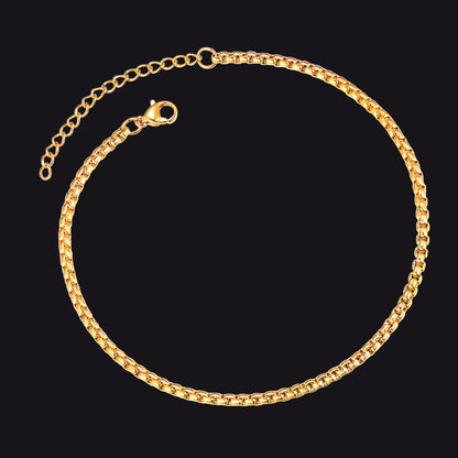 3mm Stainless Steel Box Chain Anklet for