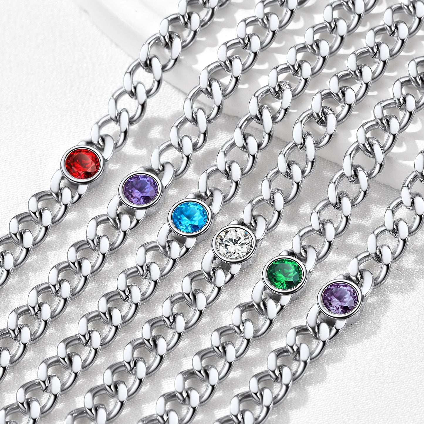 Personalized Birthstone Cuban Link Anklet for