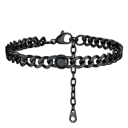 Personalized Birthstone Cuban Link Anklet for