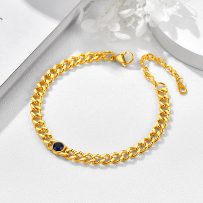 Personalized Birthstone Cuban Link Anklet for