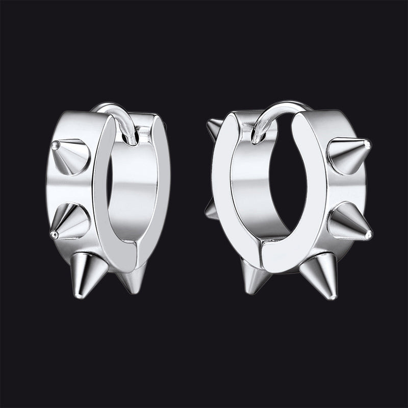 Punk Spike Rivet Huggie Hoop Earrings for