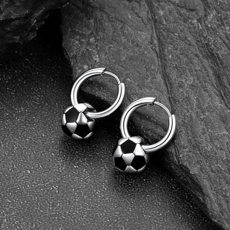 Sport 3d Soccer Hoop Earrings for