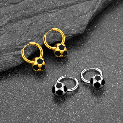 Sport 3d Soccer Hoop Earrings for