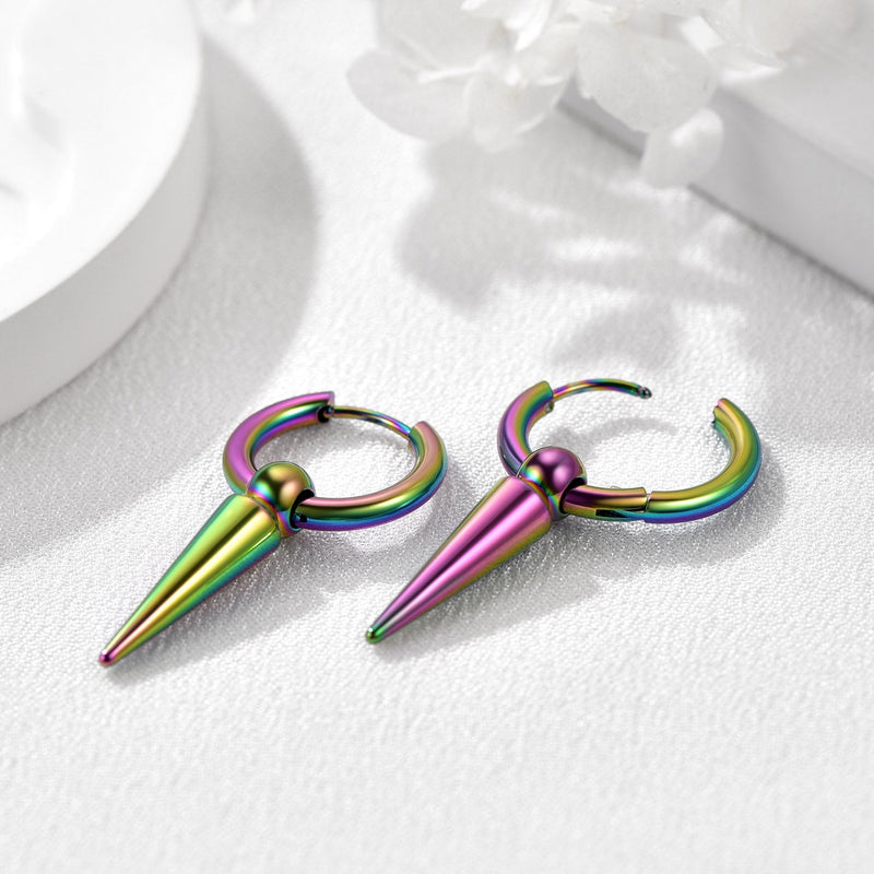 Long Spike Dangle Hoop Earrings for