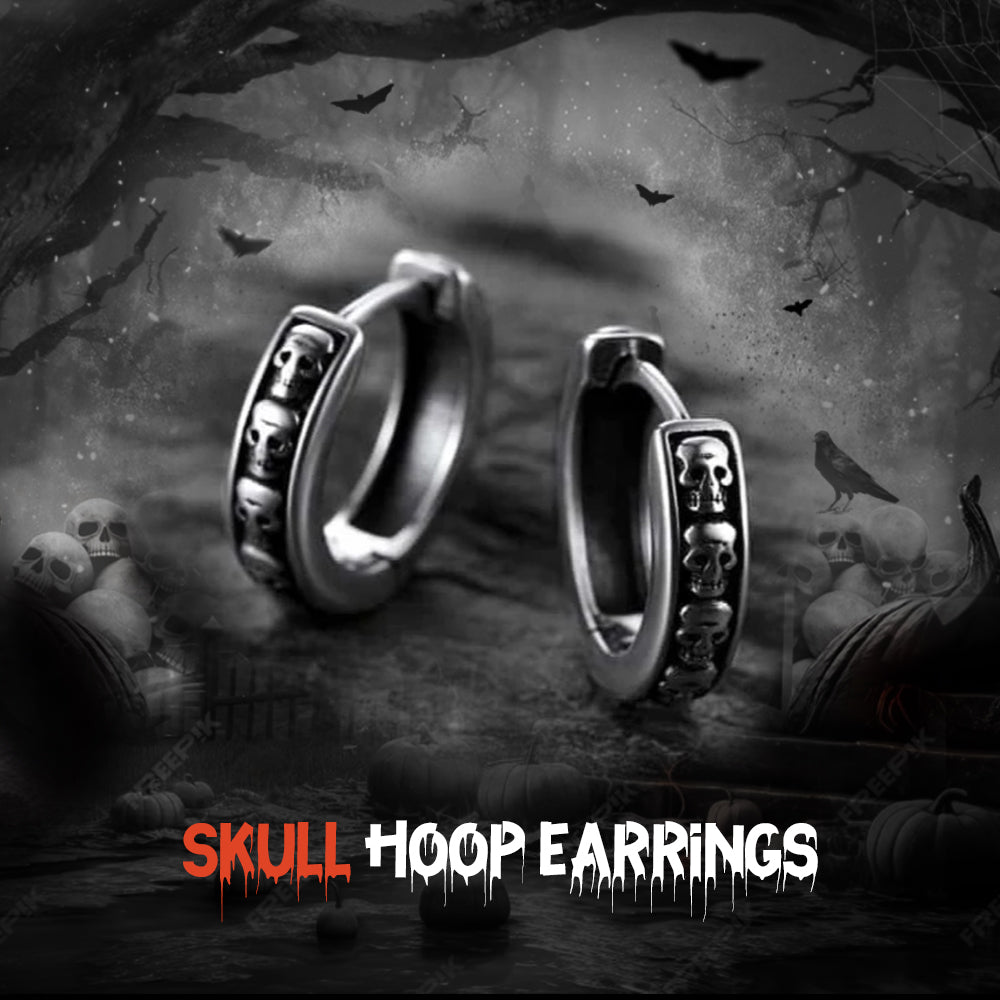 Gothic Skull Huggie Hoop Earrings for