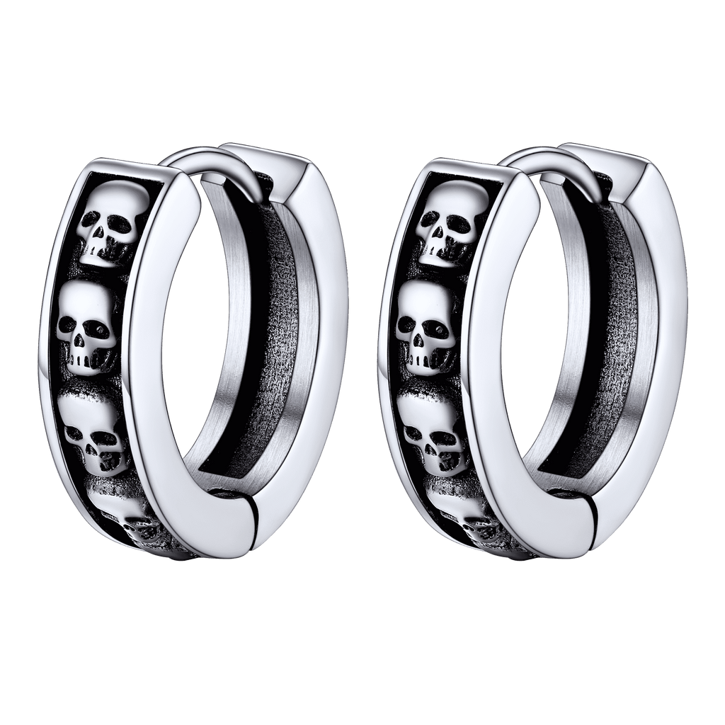 Gothic Skull Huggie Hoop Earrings for