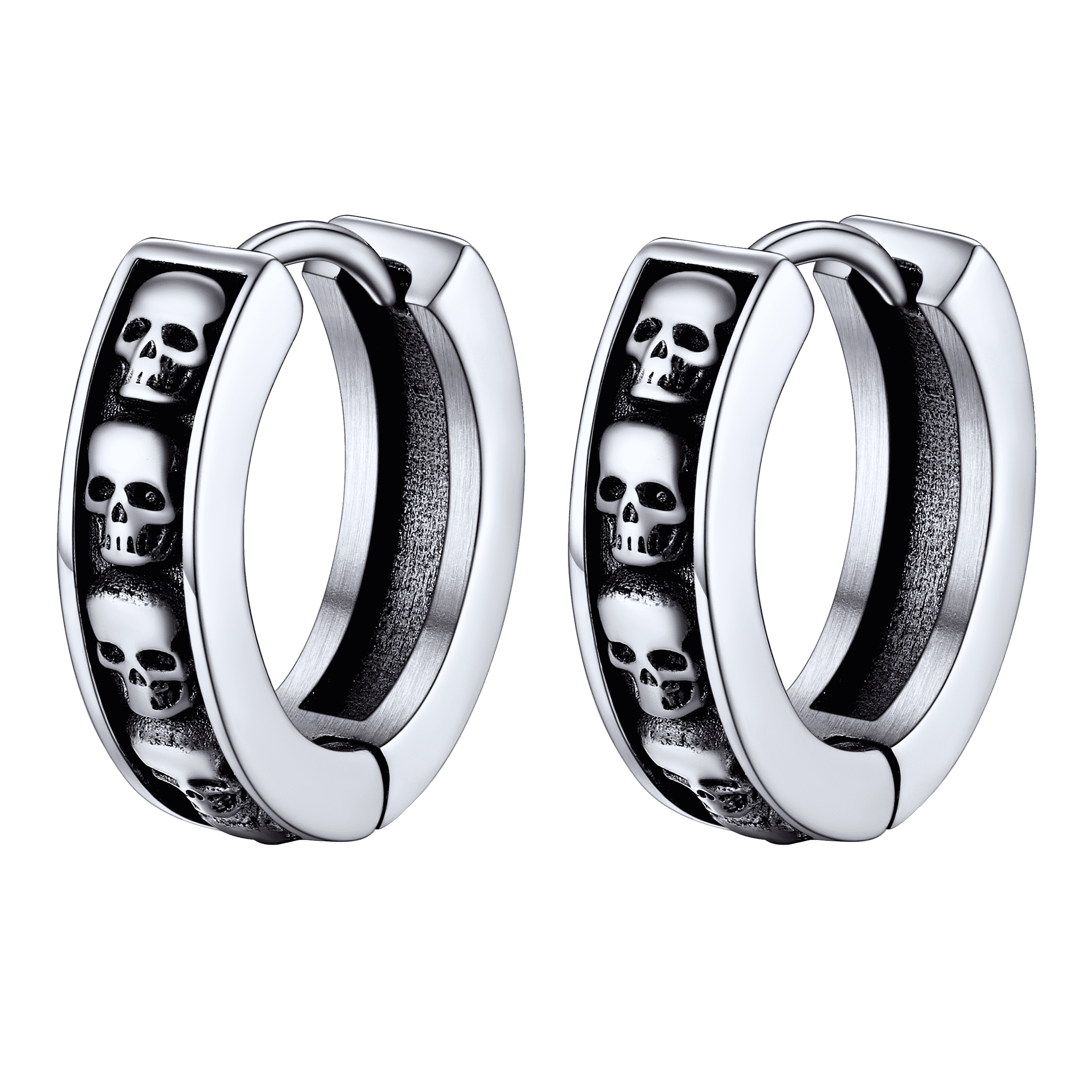 Gothic Skull Huggie Hoop Earrings for