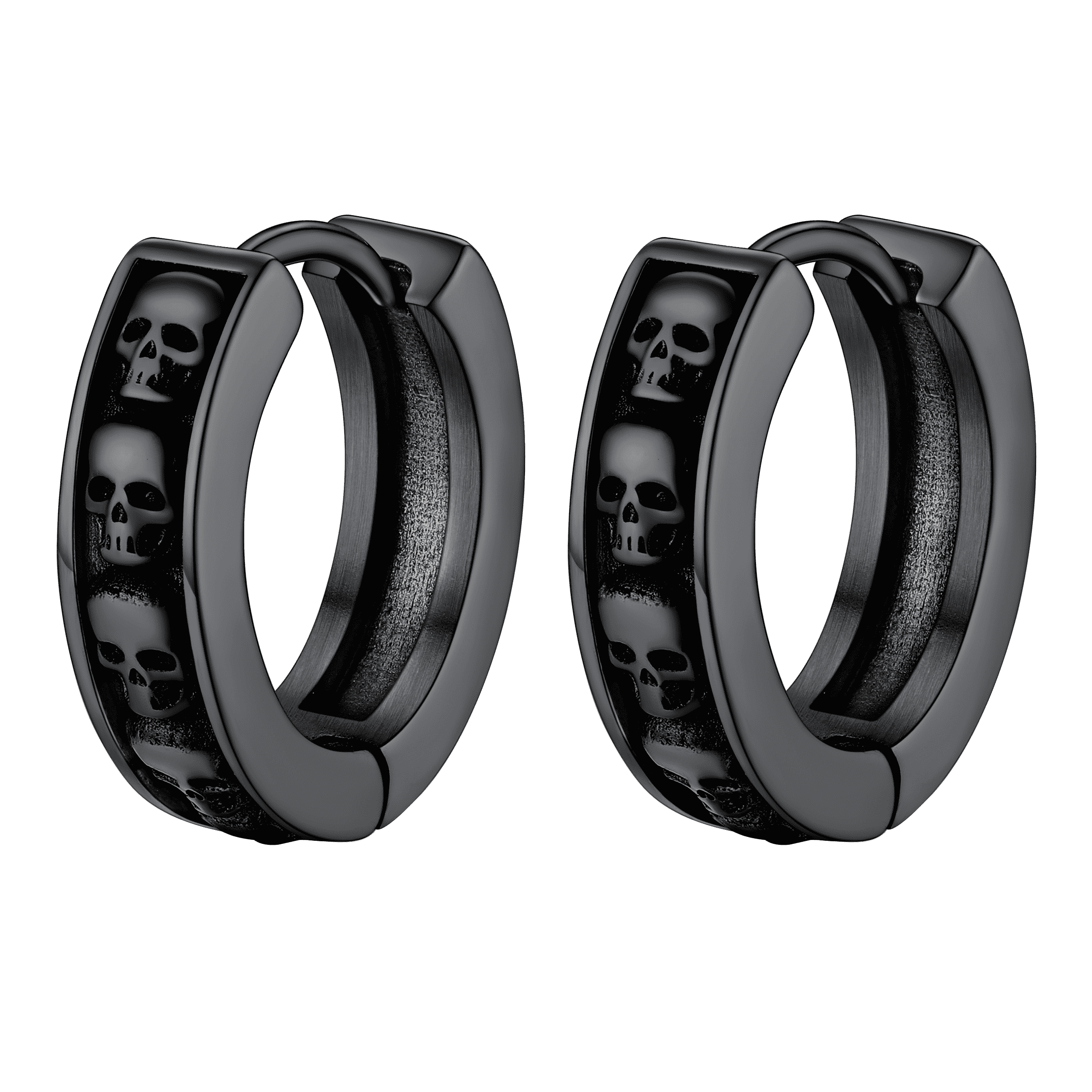 Gothic Skull Huggie Hoop Earrings for