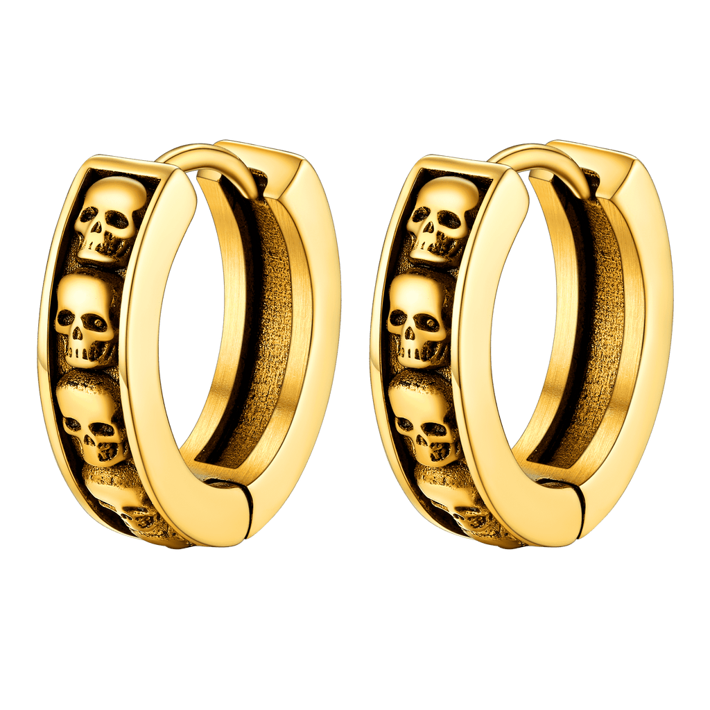 Gothic Skull Huggie Hoop Earrings for
