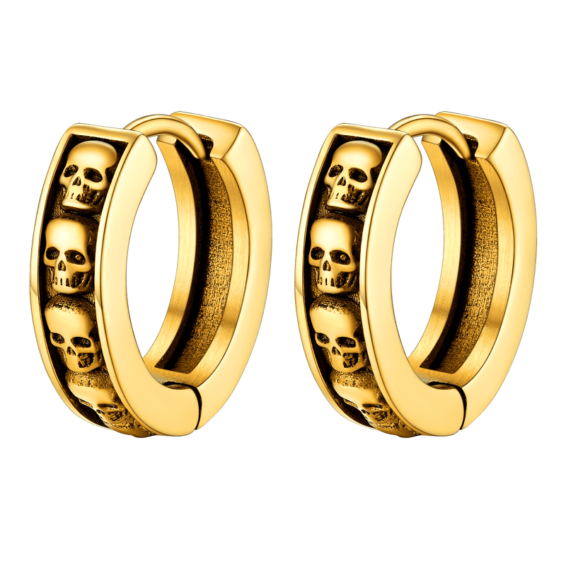 Gothic Skull Huggie Hoop Earrings for