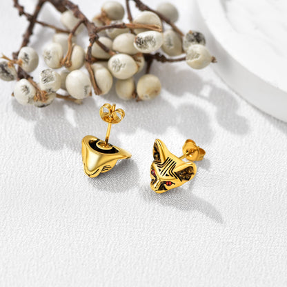 Flash Quirky Cat Kitten Stud Earrings for