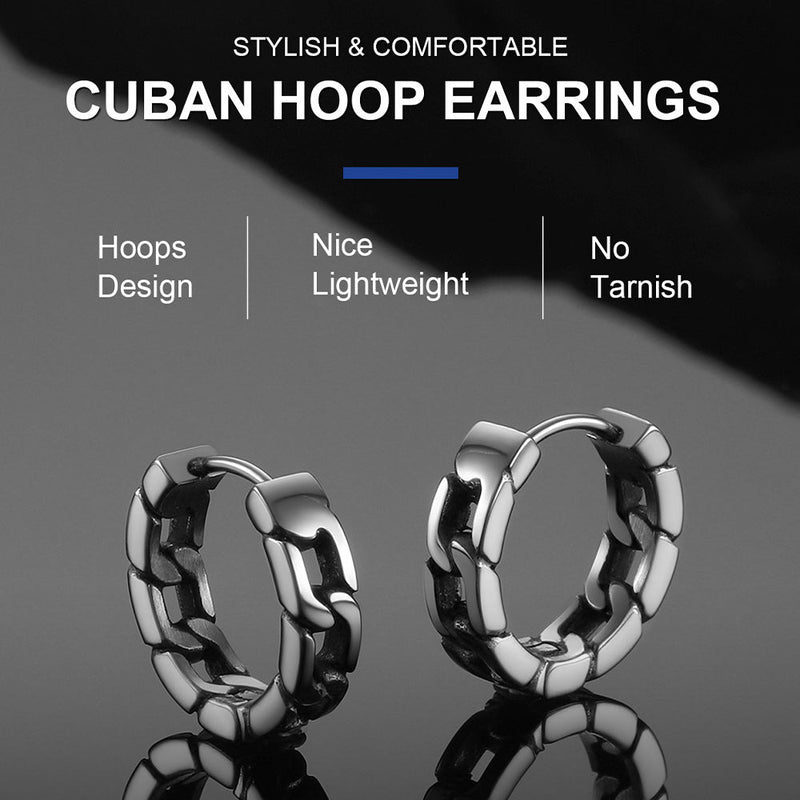 Chunky Cuban Chain Huggie Hoop Earrings for