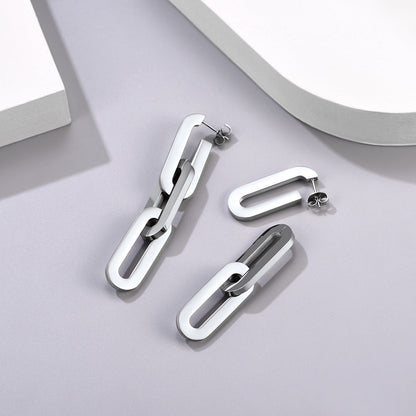 Stainless Steel Cuban Chain Dangle Earring for Girl