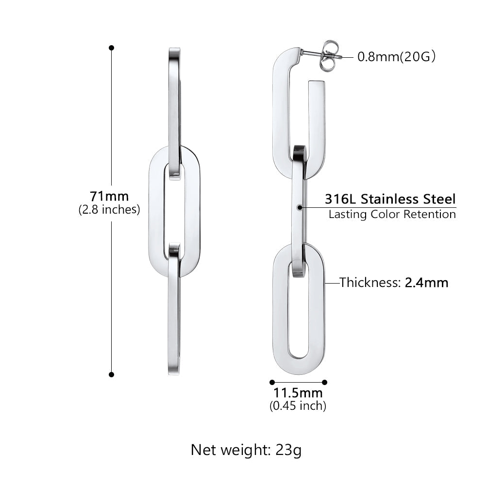 Stainless Steel Cuban Chain Dangle Earring for Girl