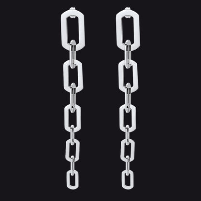Street Style Long Cuban Link Chain Dangle Earring for Girl