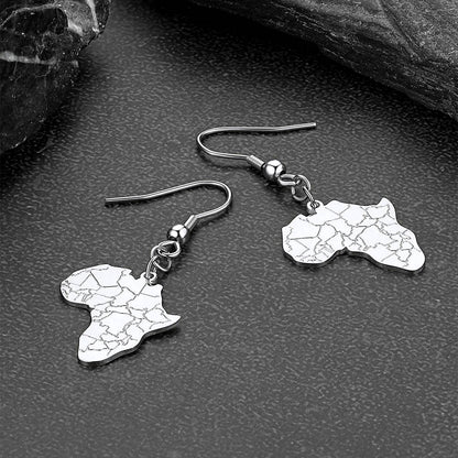 African Map Drop Earrings for