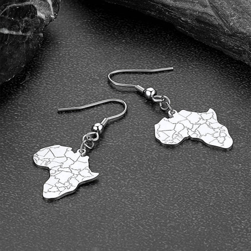 African Map Drop Earrings for