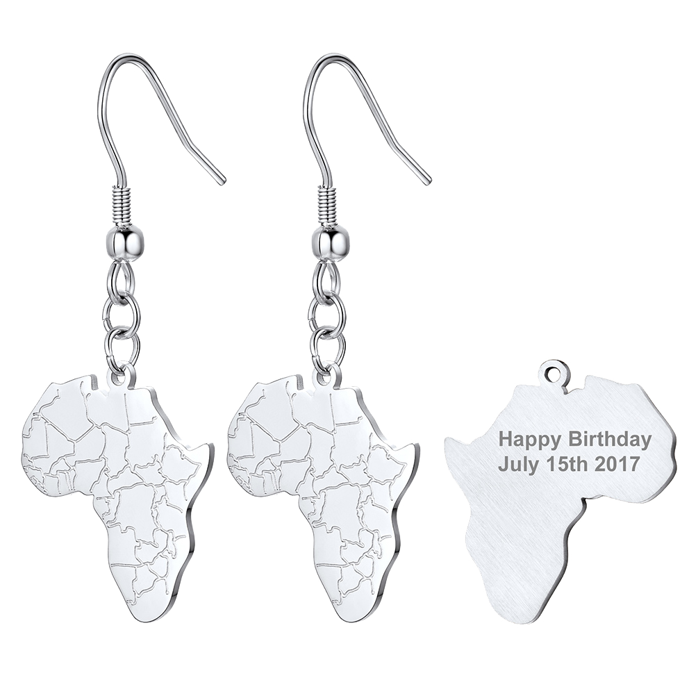 African Map Drop Earrings for