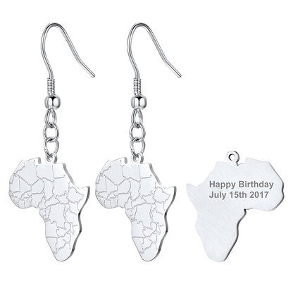 African Map Drop Earrings for