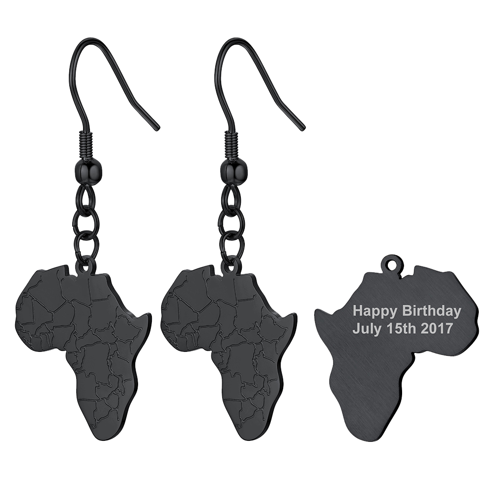 African Map Drop Earrings for