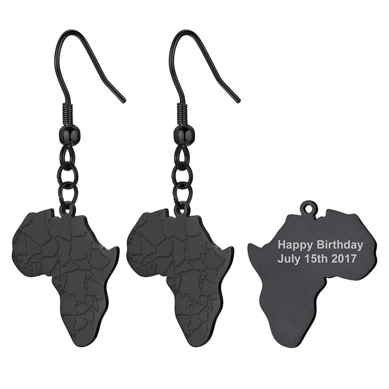 African Map Drop Earrings for