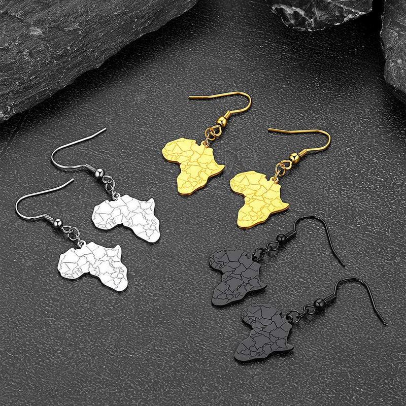 African Map Drop Earrings for