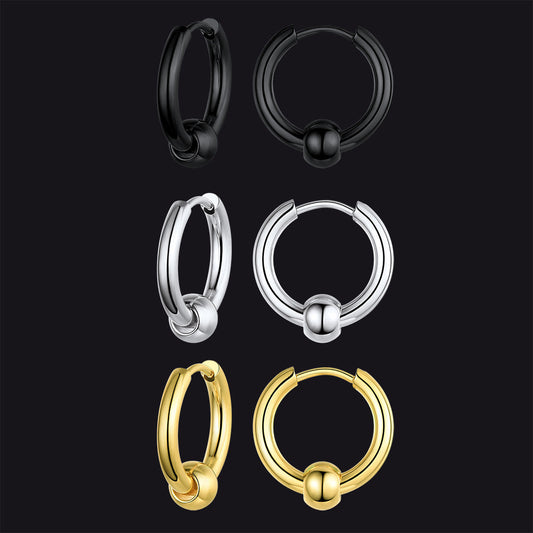 Samll Piercing Huggie Hoop Earrings Set for 3 Pairs