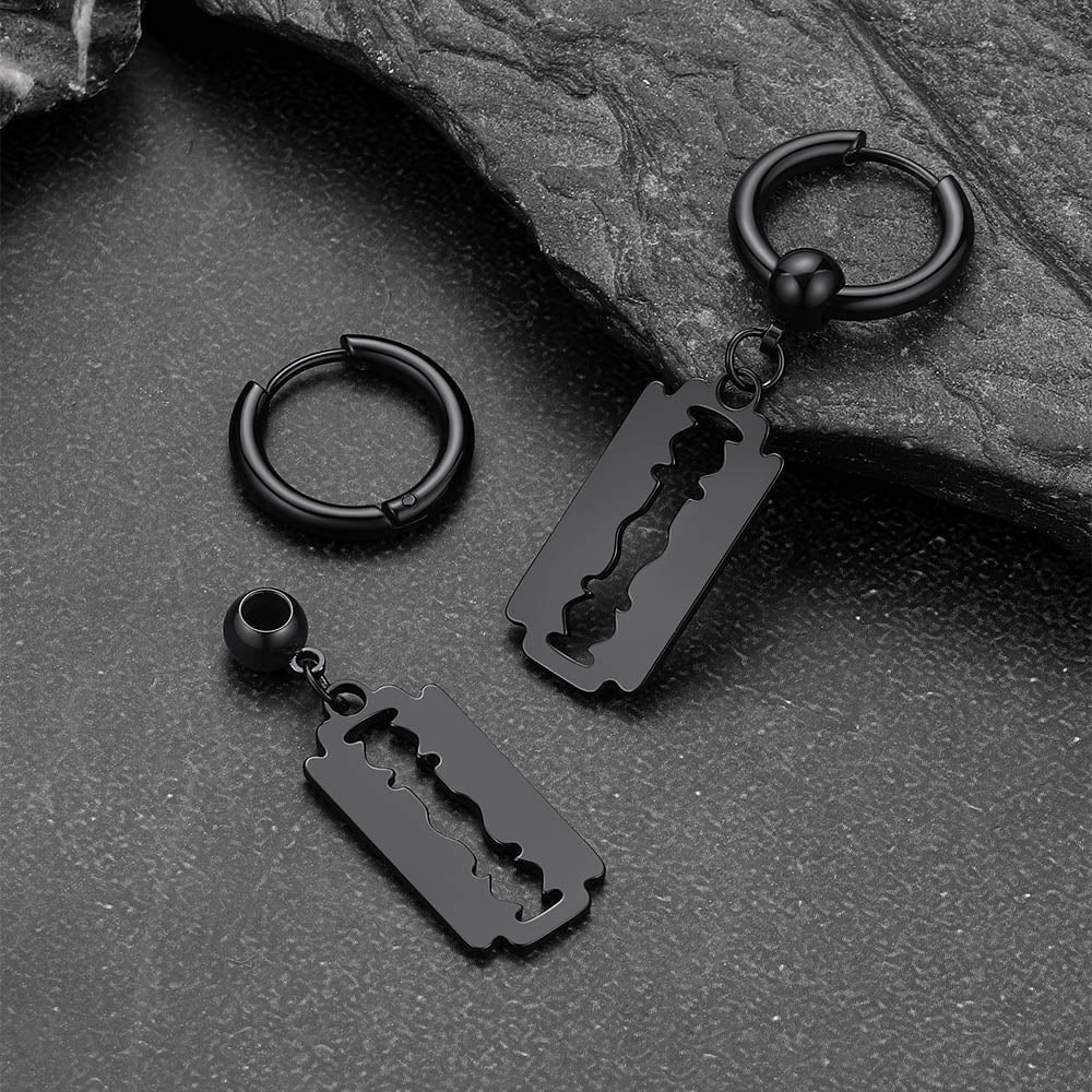 Punk Razor Dangle Hoop Earring for