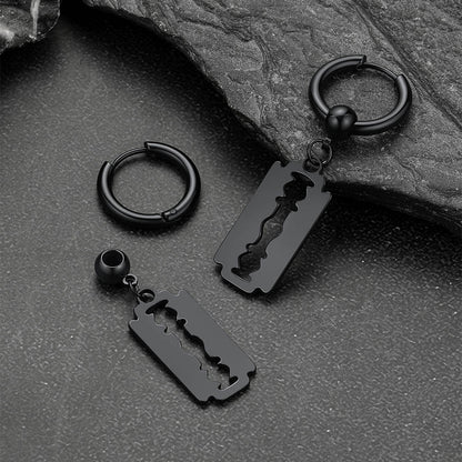 Punk Razor Dangle Hoop Earring for
