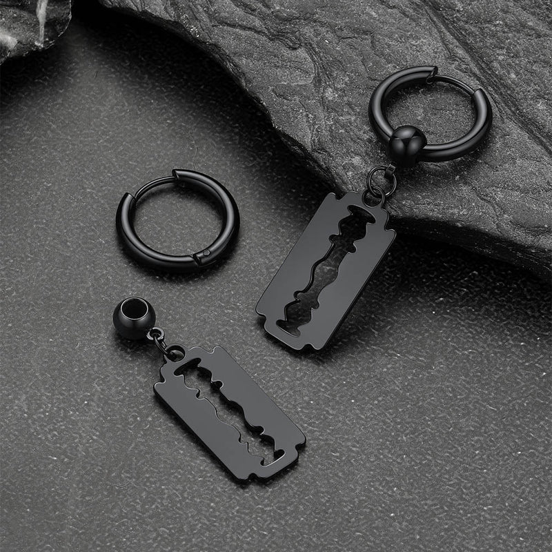 Punk Razor Dangle Hoop Earring for