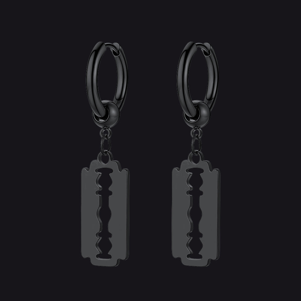 Punk Razor Dangle Hoop Earring for