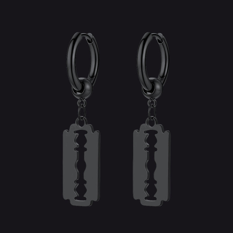 Punk Razor Dangle Hoop Earring for