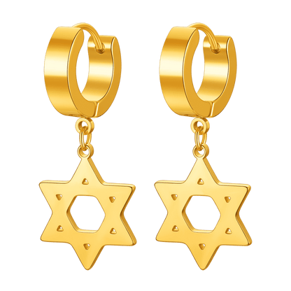 Flash Star of David Dangle Hoop Earrings for /