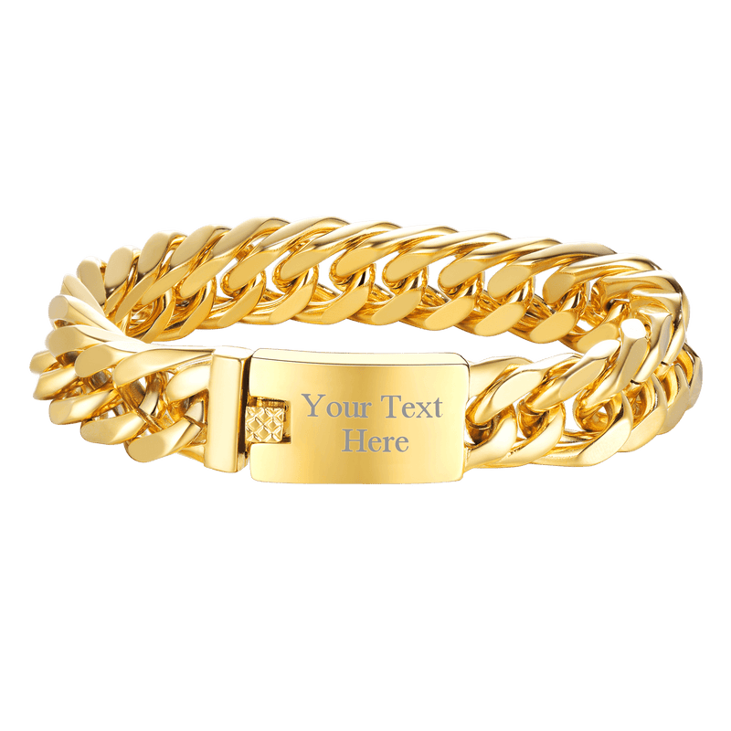 Custom Id Engraved Miami Cuban Link Chain Bracelet for