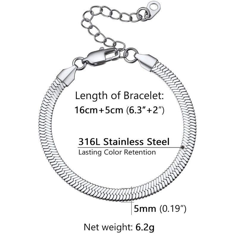 3mm/5mm Width Snake Chain Bracelet for
