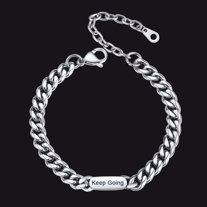 7mm Engraving Name Cuban Link Chain Bracelet for