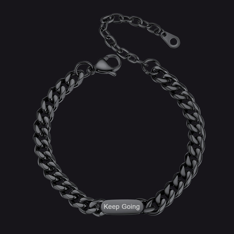 7mm Engraving Name Cuban Link Chain Bracelet for