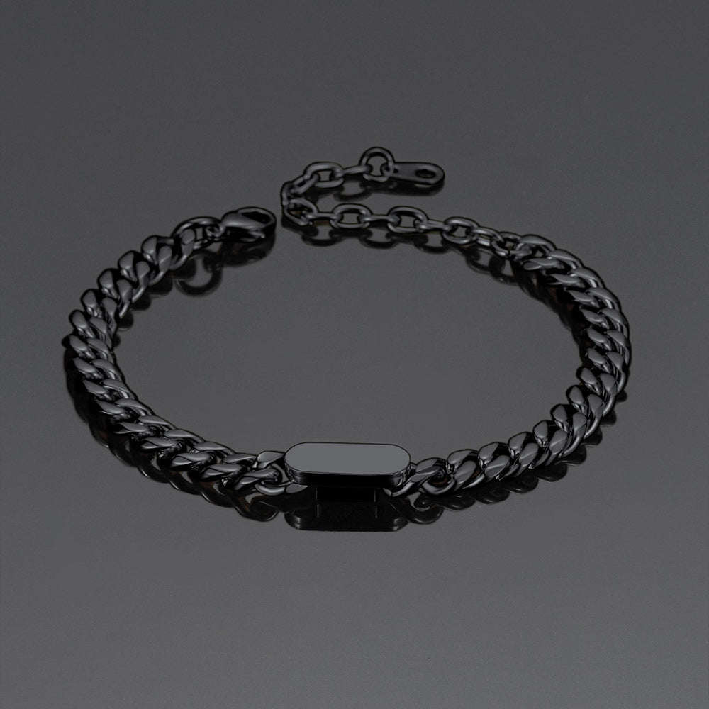 7mm Engraving Name Cuban Link Chain Bracelet for