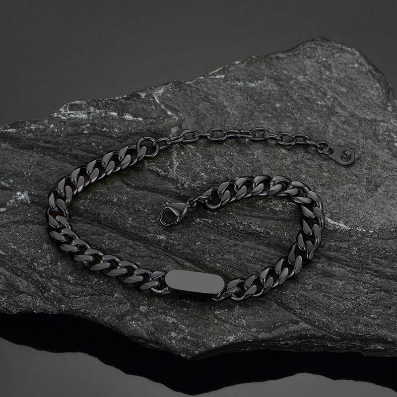 7mm Engraving Name Cuban Link Chain Bracelet for