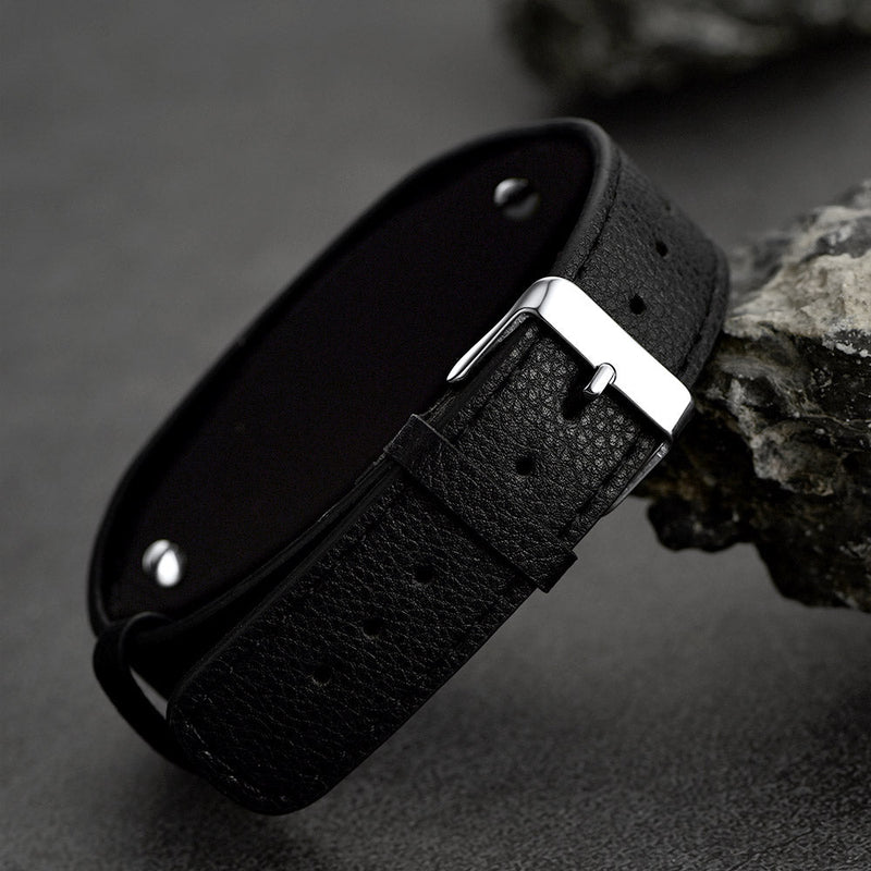 Black American Flag Leather Bracelet Wristband for