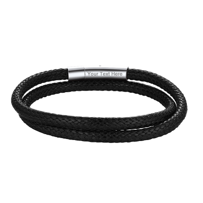 Handcrafte Clasp Braided Double Row Leather Bracelet for