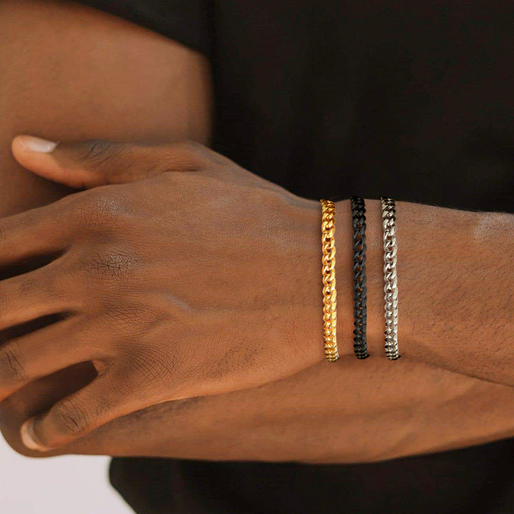 4mm Cuban Chain Link Bracelet for Stainless Steel