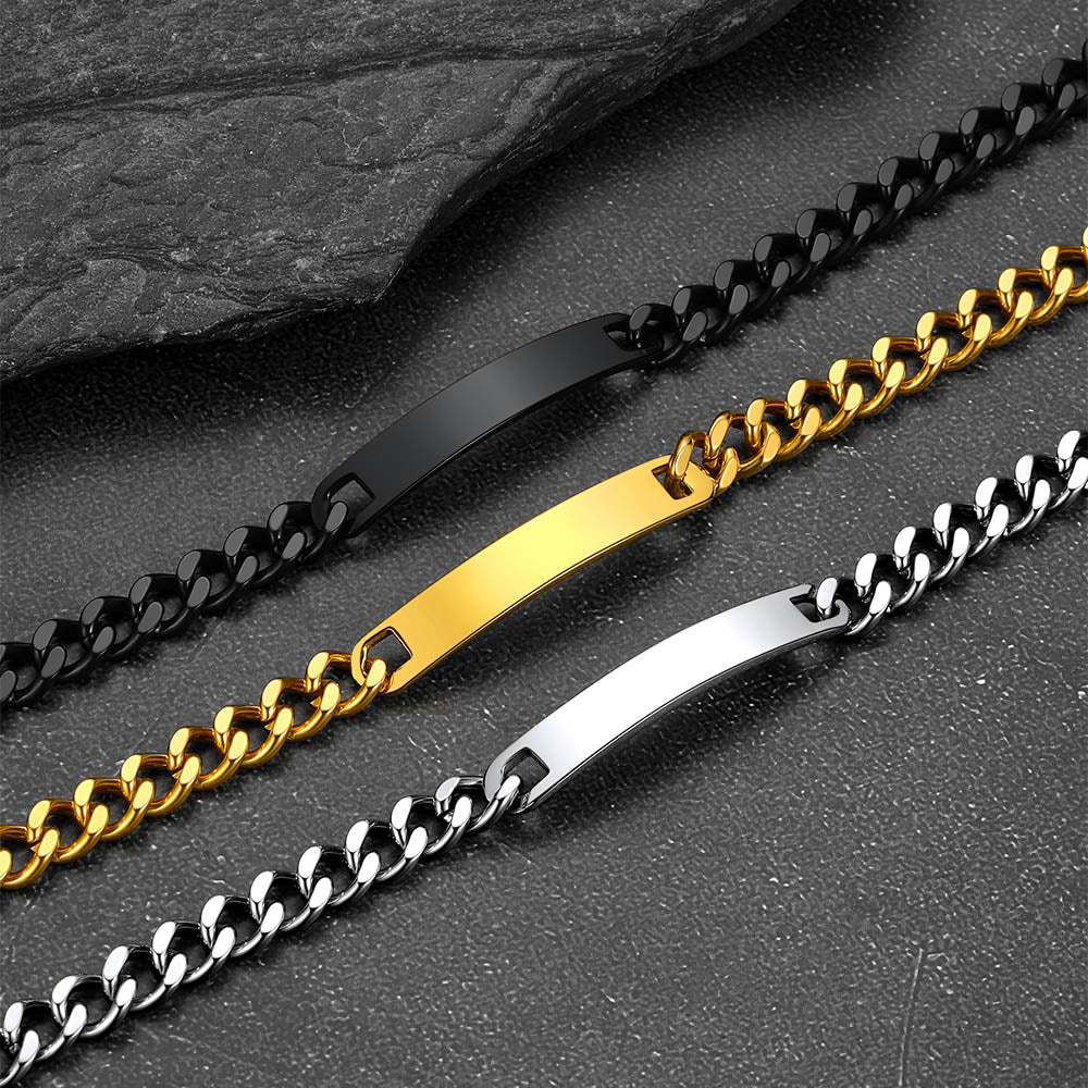 7mm Customized Id Cuban Chain Link Bracelet Gift for