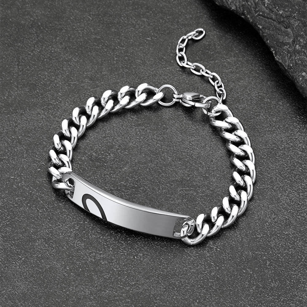 Custom Engraving Heart Couple Link Bracelet