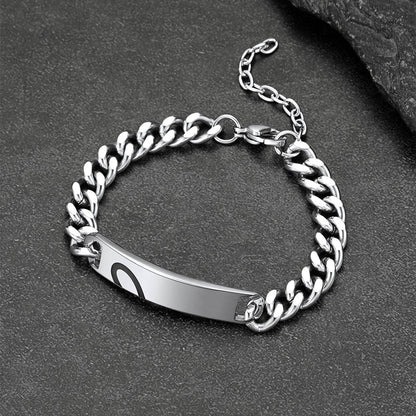 Custom Engraving Heart Couple Link Bracelet