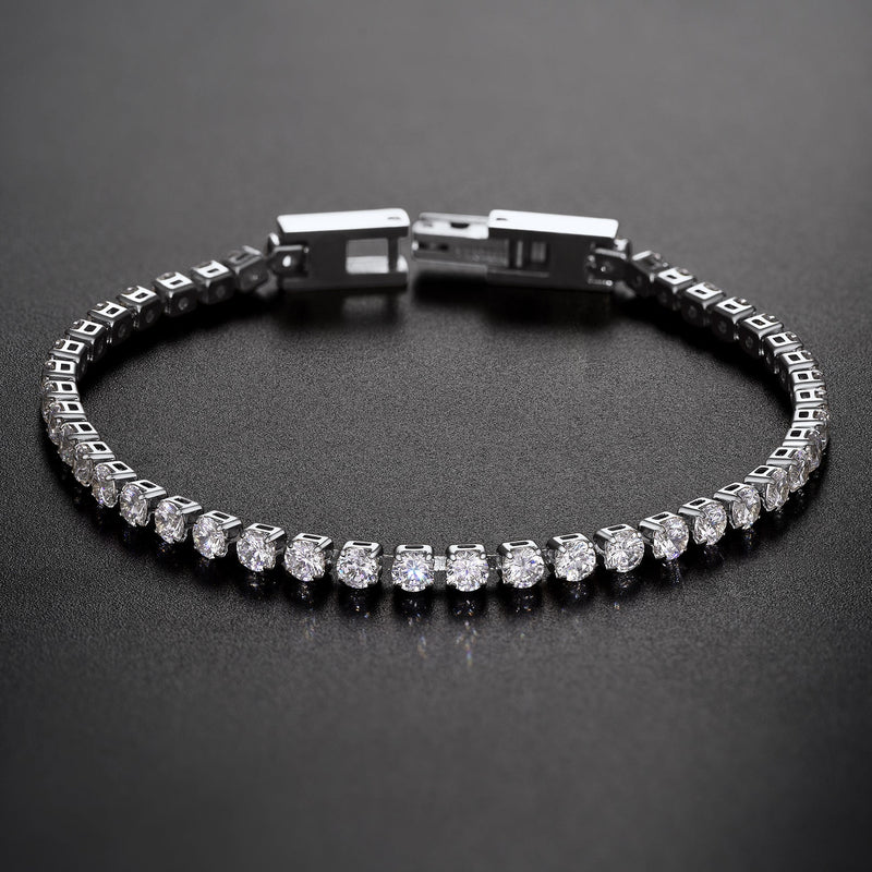 Cz Diamond Cut Tennis Chain Bracelet for , 3/5mm Width